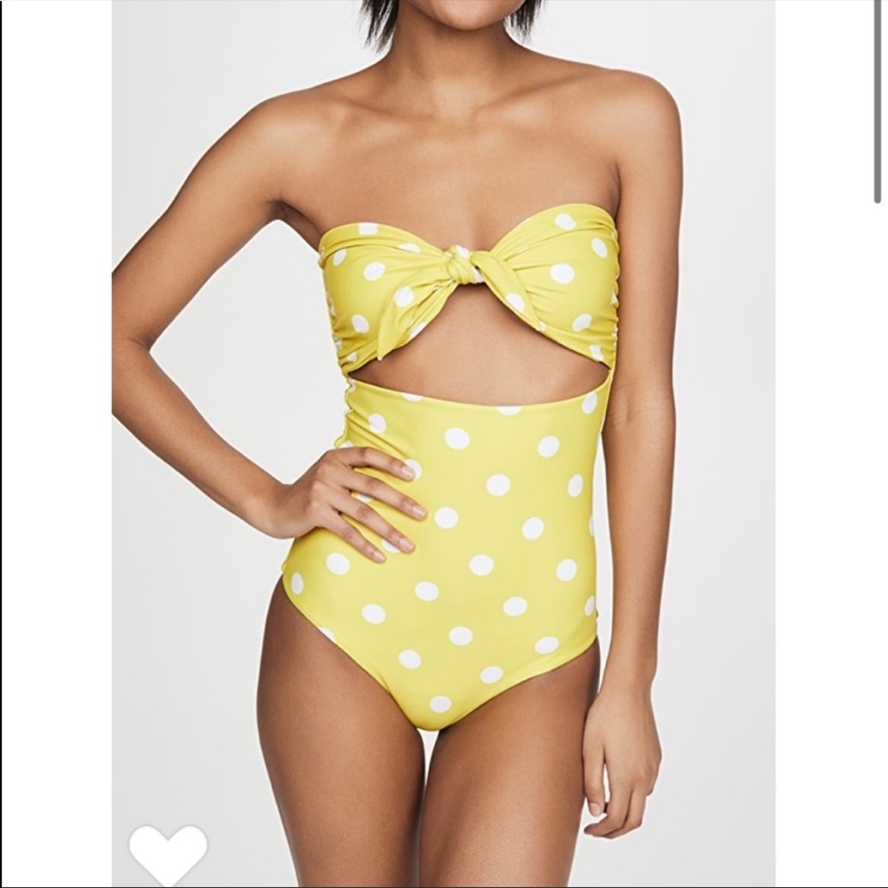 MIKOH Lana 2 Strapless Knot Detailed One Piece Swimsuit In Pineapple Polka Dot